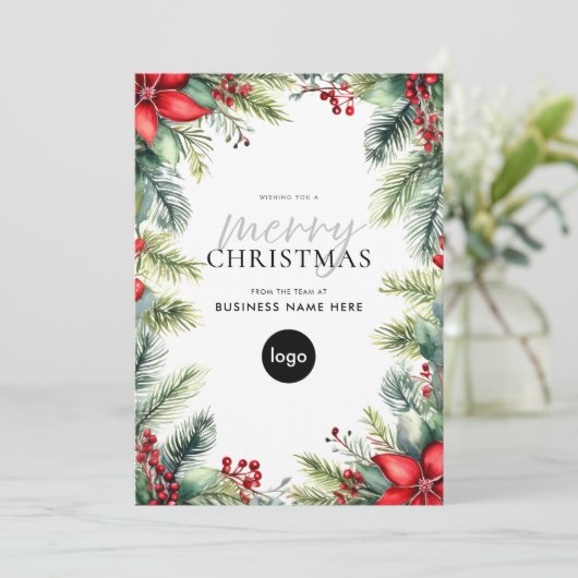 Vrolijk Kerstfeest Modern Business Logo Feestdagenkaart (Staand voorkant)