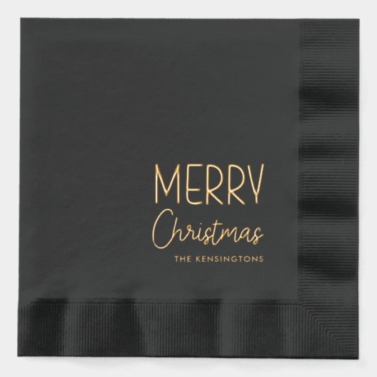 Vrolijk kerstfeest Modern Casual leuk script Folie Servetten (Voorkant)