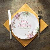 Vrolijk kerstfeest Modern Cute Colorful Snowflakes Papieren Bordje