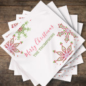 Vrolijk kerstfeest Modern Cute Colorful Snowflakes Servet