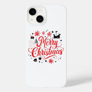 Vrolijk Kerstfeest Modern Design Rood en wit Case-Mate iPhone 14 Hoesje
