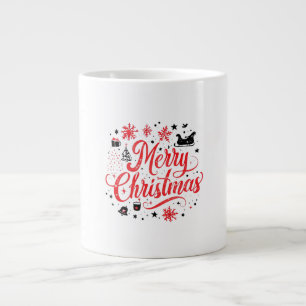 Vrolijk Kerstfeest Modern Design Rood en wit Grote Koffiekop