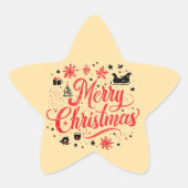 Vrolijk Kerstfeest Modern Design | Rood en wit Ster Sticker (Voorkant)