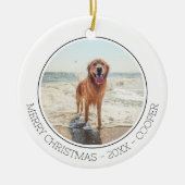 Vrolijk Kerstfeest Modern Eenvoudig Schattige Hond Keramisch Ornament (Voorkant)