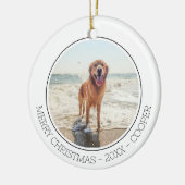 Vrolijk Kerstfeest Modern Eenvoudig Schattige Hond Keramisch Ornament (Links)
