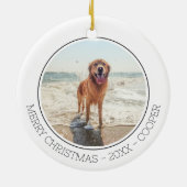 Vrolijk Kerstfeest Modern Eenvoudig Schattige Hond Keramisch Ornament (Achterkant)
