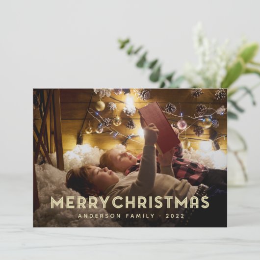 Vrolijk kerstfeest Modern Eenvoudige Typografie Feestdagenkaart (Staand voorkant)