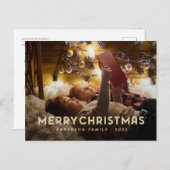 Vrolijk kerstfeest Modern Eenvoudige Typografie Feestdagenkaart (Voorkant / Achterkant)