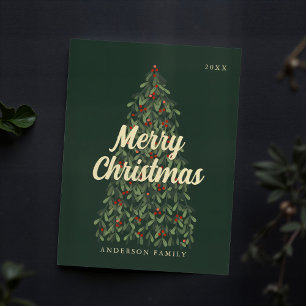 Vrolijk kerstfeest Modern Elegant kerstboom Feestdagenkaart