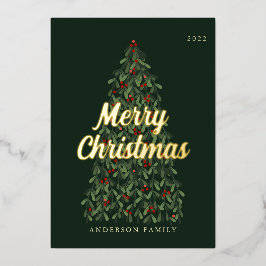 Vrolijk kerstfeest Modern Elegant kerstboom Folie Feestdagenkaart