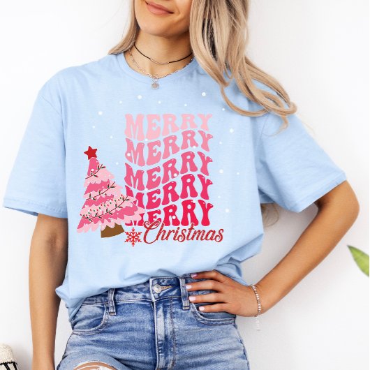 Vrolijk Kerstfeest Modern Familie Vrouwen Xmas Fun T-shirt