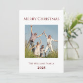 Vrolijk kerstfeest Modern familiefoto Feestdagenkaart (Staand voorkant)