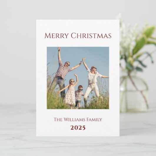 Vrolijk kerstfeest Modern familiefoto Feestdagenkaart (Staand voorkant)