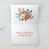 Vrolijk Kerstfeest Modern Floral Botanical Feestdagen Kaart (Binnen)