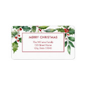 Vrolijk Kerstfeest Modern Floral Retouradres Etiket (Voorkant)