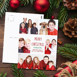 Vrolijk kerstfeest Modern Foto Collage Cute Red Briefkaart