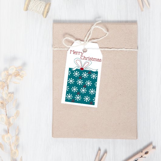 Vrolijk kerstfeest Modern Fun Red Blue Gift Kerstm Cadeaulabel