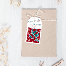 Vrolijk kerstfeest Modern Fun Red Blue Kerstmis Cadeaulabel