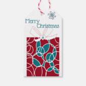 Vrolijk kerstfeest Modern Fun Red Blue Kerstmis Cadeaulabel (Voorkant)