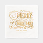 Vrolijk kerstfeest Modern gepersonaliseerde vakant Folie Servetten (Voorkant)