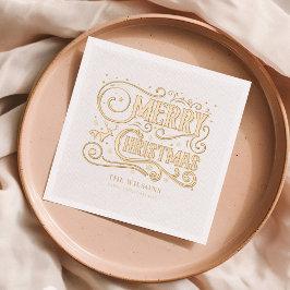 Vrolijk kerstfeest Modern gepersonaliseerde vakant Folie Servetten