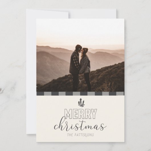 Vrolijk kerstfeest Modern Grijze Buffalo-kaart Feestdagenkaart (Voorkant)