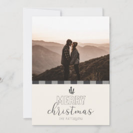 Vrolijk kerstfeest Modern Grijze Buffalo-kaart Feestdagenkaart