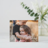 Vrolijk kerstfeest Modern handschrift foto Feestdagenkaart (Staand voorkant)