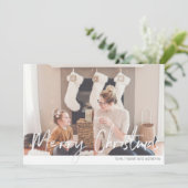 Vrolijk kerstfeest Modern Handschrift Fotokaart 2N Kaart (Staand voorkant)