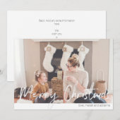 Vrolijk kerstfeest Modern Handschrift Fotokaart 2N Kaart (Voorkant / Achterkant)