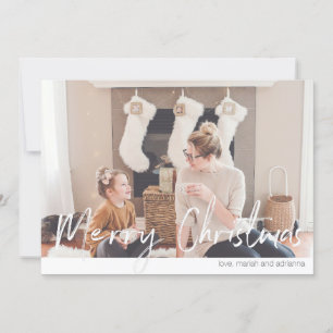 Vrolijk kerstfeest Modern Handschrift Fotokaart 2N Kaart