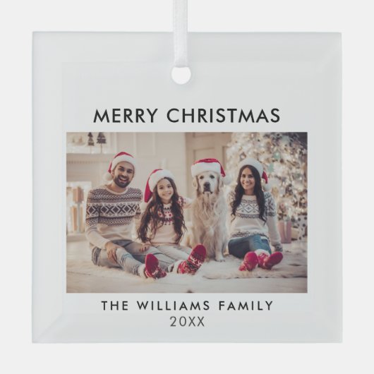 Vrolijk kerstfeest Modern Holiday Glas Ornament (Voorkant)