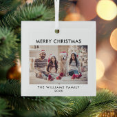 Vrolijk kerstfeest Modern Holiday Glas Ornament