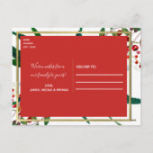 Vrolijk kerstfeest Modern Holly Berry & Stripes Fo Feestdagenkaart (Achterkant)