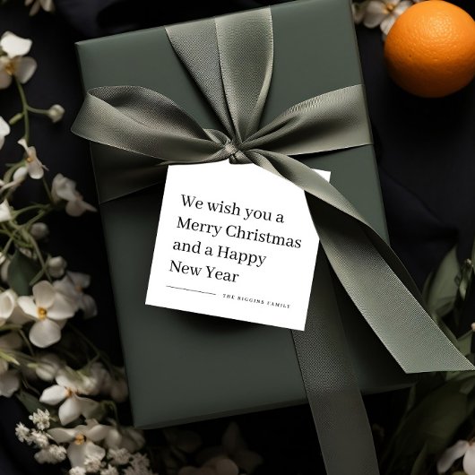 Vrolijk kerstfeest, modern kerstcadeautje label