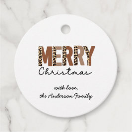 "Vrolijk kerstfeest" Modern kleurenblok Leopard Bo Bedankjes Labels