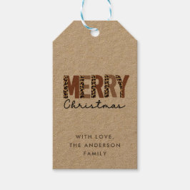 "Vrolijk kerstfeest" Modern kleurenblok Leopard Bo Cadeaulabel