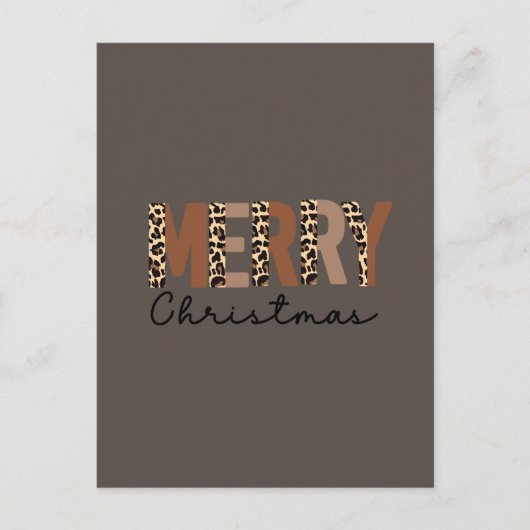 "Vrolijk kerstfeest" Modern kleurenblok Leopard Bo Feestdagenkaart (Voorkant)