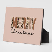 "Vrolijk kerstfeest" Modern kleurenblok Leopard Bo Fotoplaat (Zijkant)