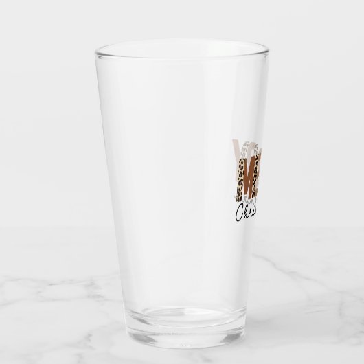 "Vrolijk kerstfeest" Modern kleurenblok Leopard Bo Glas (Rechts)