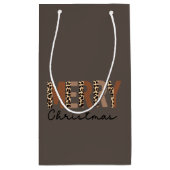 "Vrolijk kerstfeest" Modern kleurenblok Leopard Bo Klein Cadeauzakje (Achterkant)