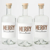 "Vrolijk kerstfeest" Modern kleurenblok Leopard Bo Likeurfles Etiket (Flessen)