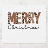 "Vrolijk kerstfeest" Modern kleurenblok Leopard Bo Likeurfles Etiket (Enkel label)