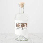 "Vrolijk kerstfeest" Modern kleurenblok Leopard Bo Likeurfles Etiket (Voorkant)