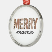 "Vrolijk kerstfeest" Modern kleurenblok Leopard Bo Metalen Ornament (Links)