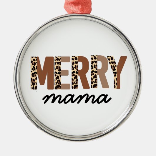 "Vrolijk kerstfeest" Modern kleurenblok Leopard Bo Metalen Ornament (Voorkant)