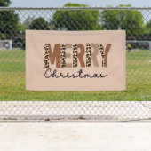 "Vrolijk kerstfeest" Modern kleurenblok Leopard Bo Spandoek (Insitu)