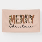 "Vrolijk kerstfeest" Modern kleurenblok Leopard Bo Spandoek (Horizontaal)