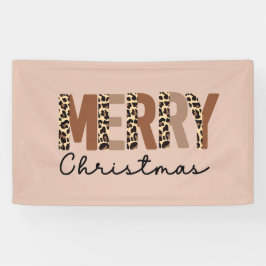 "Vrolijk kerstfeest" Modern kleurenblok Leopard Bo Spandoek