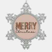 "Vrolijk kerstfeest" Modern kleurenblok Leopard Bo Tin Sneeuwvlok Ornament (Voorkant)